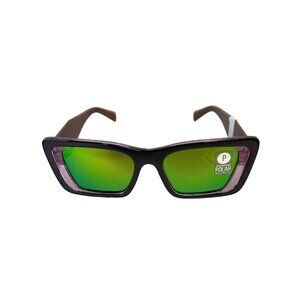 Kreedom Polarized Sunglasses Brown Lavender Frame Green Lens Fashion Eyewear NEW